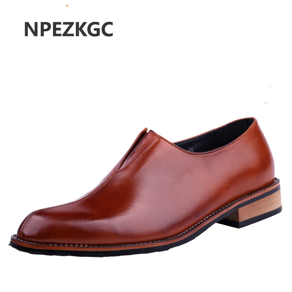 

NPEZKGC/брендовые кожаные лаконичные мужские деловые модельные туфли с острым носком; цвет черный, коричневый; дышащие классические свадебные ...