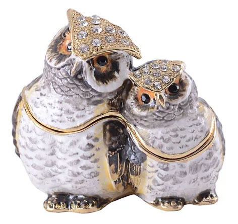Золотая шкатулка для драгоценностей в виде совы винтажная металлическая