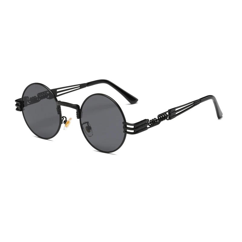 GD2680-1 Psacss Round Punk Polarized Sunglasses Men Women Alloy Glasses Frame Vintage Brand Designer Sun Glasses For Driving Party UV400 - Lenses Color: GD2680-1