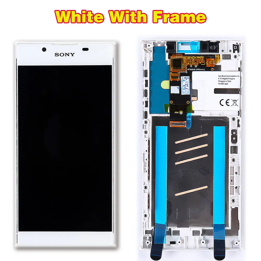 White with Frame Sony Xperia L1 5,5 дюймовый ЖК-дисплей G3312 кодирующий преобразователь сенсорного экрана в сборе G3311 G3313 рамка с бесплатным закаленным стеклом и инструментами - Цвет: White with Frame