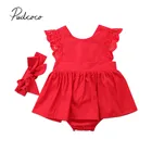 Комплект из 2 предметов, юбка-пачка и повязка на голову красного цвета для новорожденных девочек, 2019