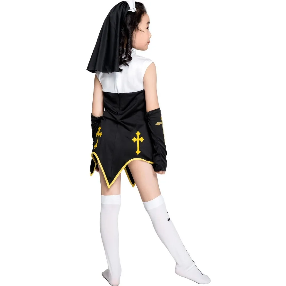 Костюм Девы Марии сексуальный костюм монахои платье для косплея с черным