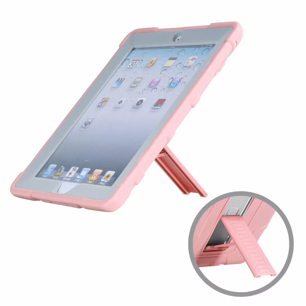 Противоударный силиконовый чехол для Apple iPad 4 3 2 с подставкой|cover for apple ipad|for ipad 2for |
