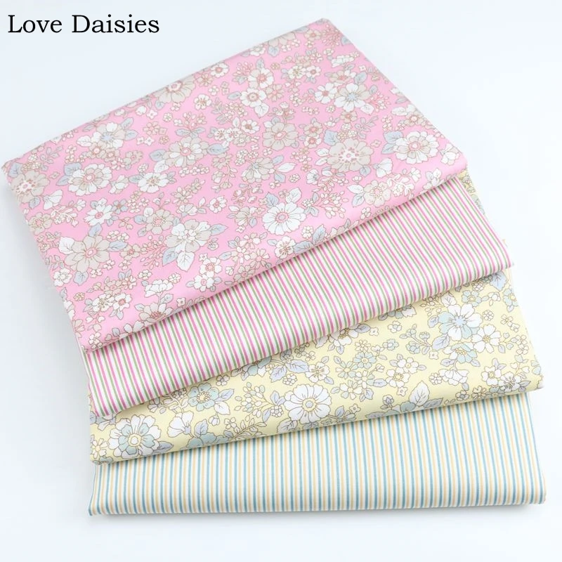 Саржевая ткань из 100% хлопка розовая желтая синяя белая с маленькими цветами