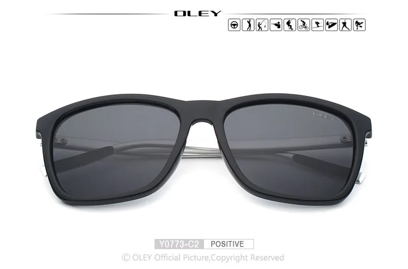 Y0733 C2 BOX OLEY Алюминий Магний+ R90 Модные солнцезащитные очки для мужчин и женщин поляризационные Квадратные Солнцезащитные очки для вождения zonnebril dames - Цвет линз: Y0733 C2 BOX