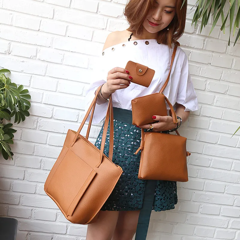 Женские сумки через плечо набор из 4 предметов женская сумка на сумочка кошелек