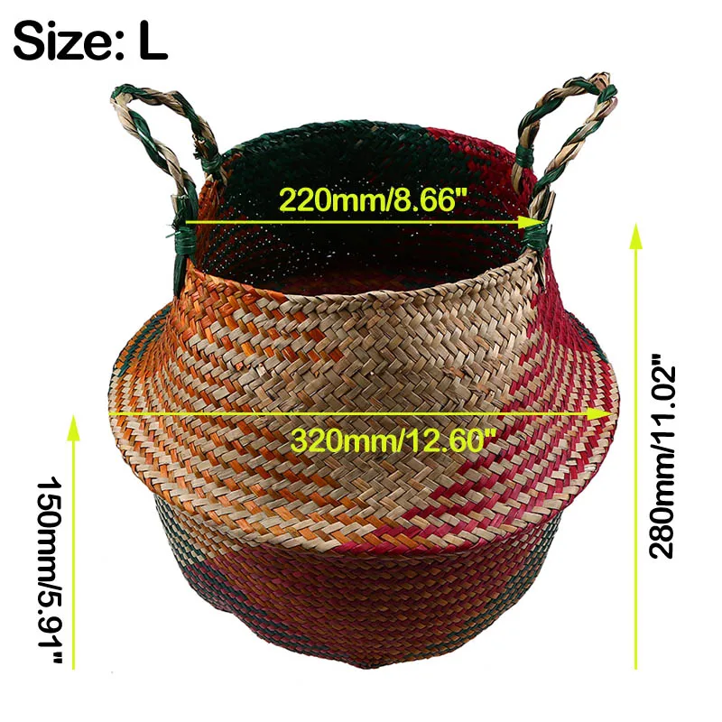 2 Seagrass Wickerwork хранение ротанговая корзина складной подвесной цветочный горшок плантатор тканый грязный Прачечная корзина для хранения H - Цвет: 2
