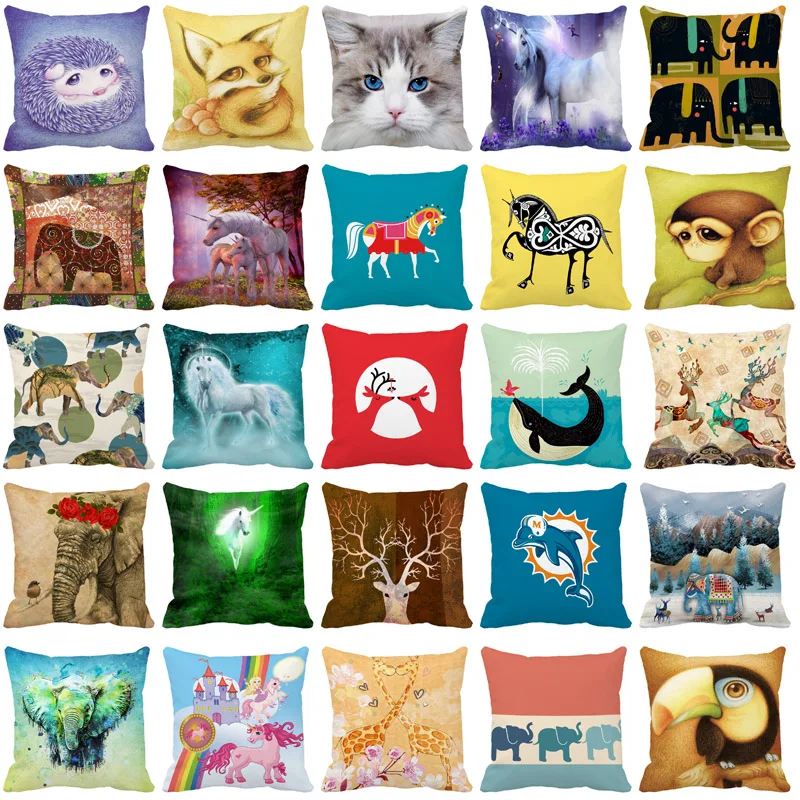 

Cartoon Animals Personalized Decorative Cushion Covers 45x45cm New Year's Pillowcases Home Sofa Throw Pillow Cover 40 * 40cm