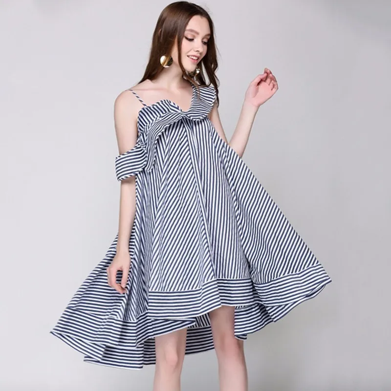 Платье TWOTWINSTYLE платье в полоску для женщин с открытыми плечами открытой спиной