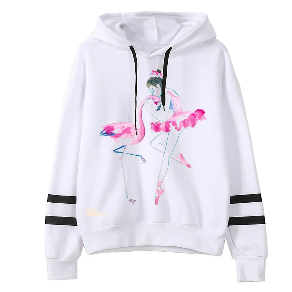 Женская толстовка с принтом фламинго капюшоном и длинным рукавом буквенным