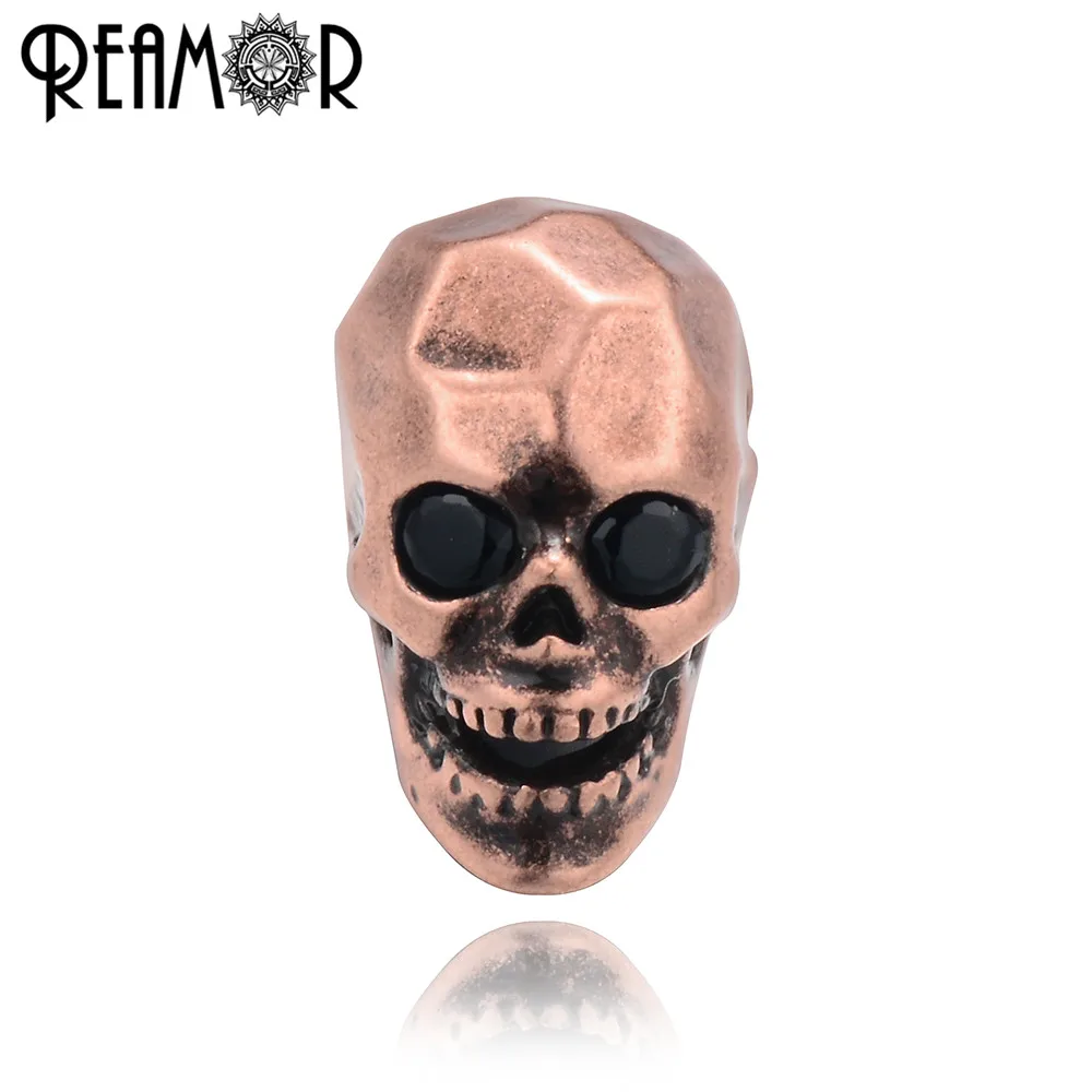 REAMOR DIY Metal Spacer Charm Bronze Red Copper Beads 2mm Silver Plated Irregular Skull Head For Bracelet Jewelry Making | Украшения и
