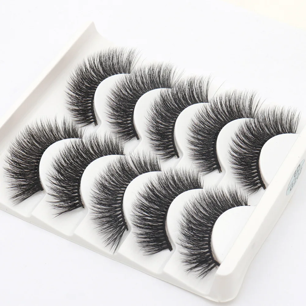 2018 NEW 5 pairs 100% Real Mink Eyelashes 3D Natural False 3d Lashes Soft Eyelash Extension Makeup Kit Cilios | Красота и здоровье