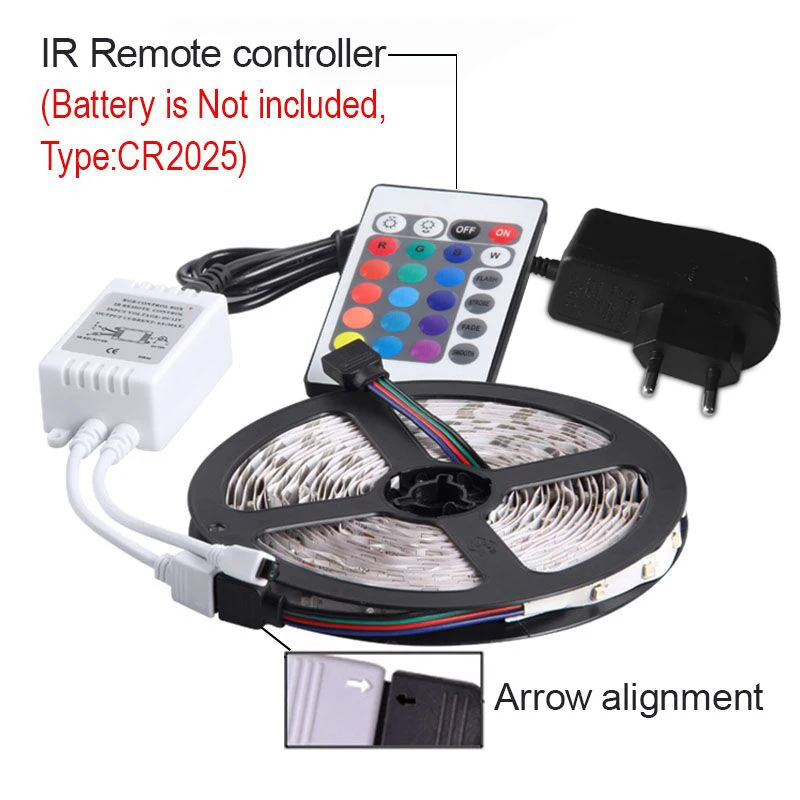 Goodland RGB Светодиодные ленты светильник SMD3528 5 м 300 светодиодный s светодиодный светильник полосы Neon лента ИК-пульт дистанционного управления 12V 2A Мощность адаптер