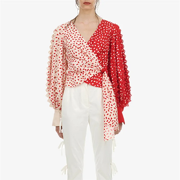 Женские блузки с длинным рукавом и v образным вырезом шифоновые розового