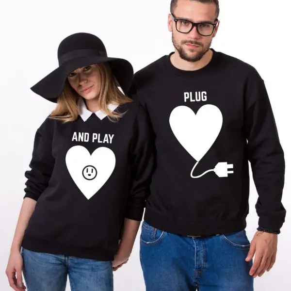 Plug and Play соответствующие пары кофты Для женщин Забавный Графический пот женский