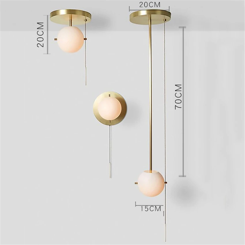 

Nordic Ball Pipe Pendant Lights Bedroom Bedside Living Room Wall Lights Belt Pull Rope Aisle Gateway Staircase Suction Top Lamps