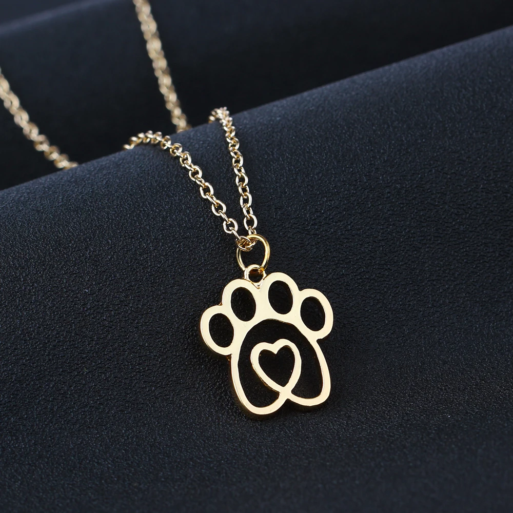 Lovely Dogs Cat Pet Paw Footprints Pendant Chain Necklace Women Animals Lovers Necklaces Friends Girls Gifts Jewelry Collier | Украшения и