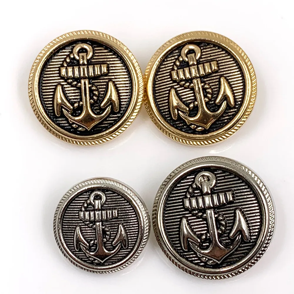 10 шт./лот черный якорь металлические пуговицы золото для одежды свитер украшение