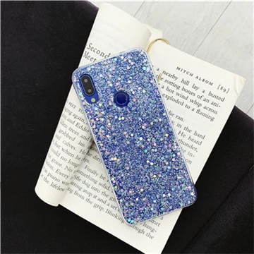 Blue Роскошный силиконовый Блестящий со стразами и пайетками чехол для телефона для Xiao mi Red mi 5 6 Pro Note 5 6 7 Pro Чехол для Xiaomi mi 8 9 SE Lite - Цвет: Blue