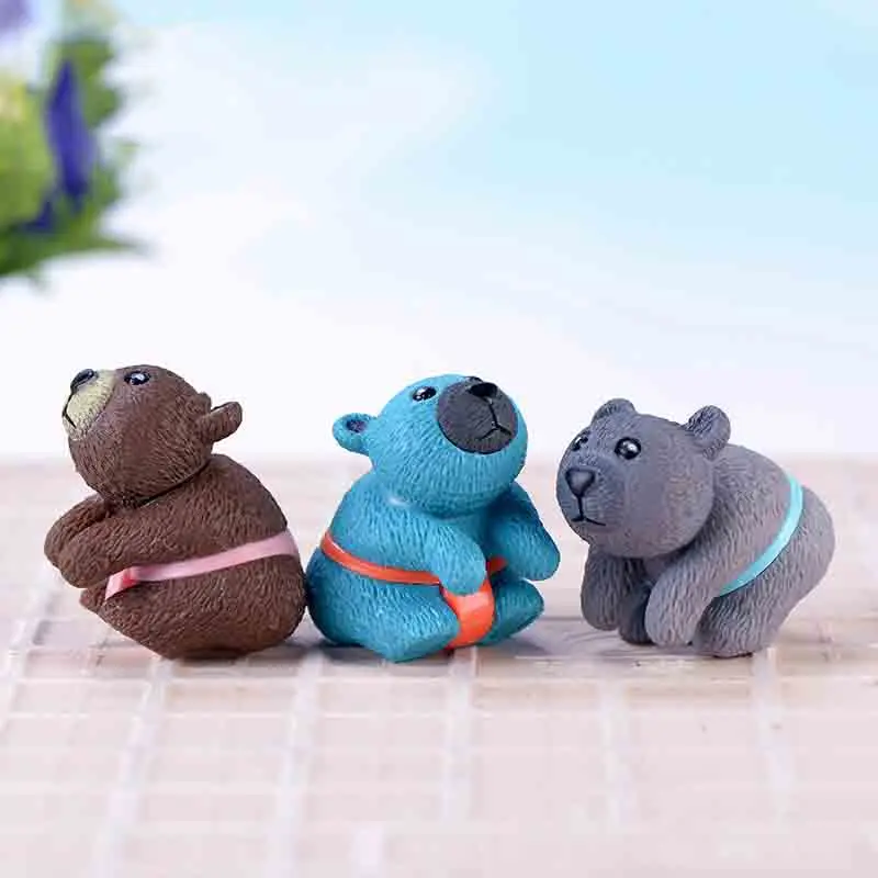 Милый медвежонок 6 шт. миниатюрные фигурки для сада украшения тортов садовые