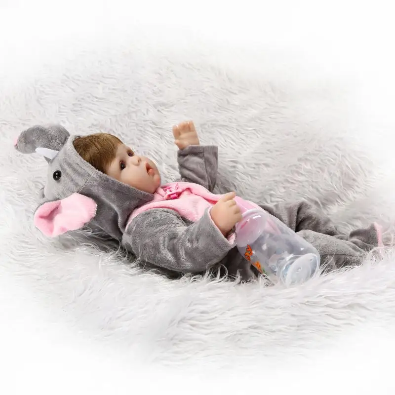 16 дюймов Кукла Reborn Full Silicone Bebe девочка кукла голубые глаза ребенок подарок на день