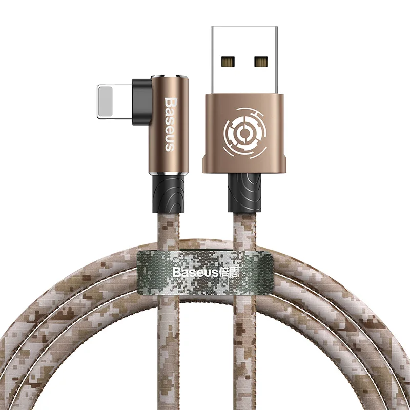 Brown Камуфляжный usb-кабель Baseus для iPhone Xs Max Xr X 8 7 6 6s Plus 2.4A, кабель для быстрой зарядки и передачи данных, локоть, кабели для мобильных телефонов - Цвет: Brown