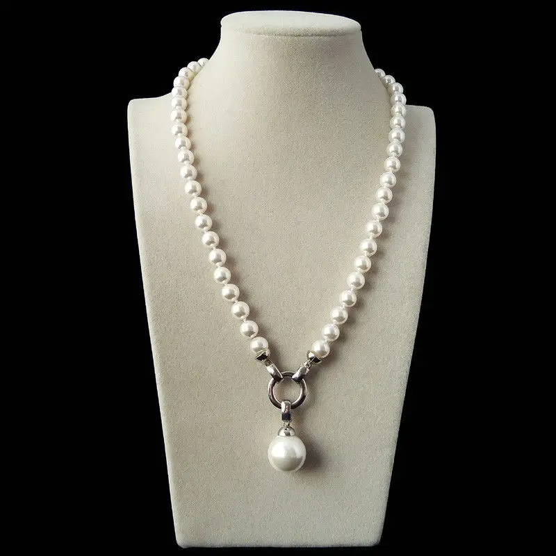 Модное Новое жемчужное ожерелье с ракушкой 10 мм 16 кулон 18 дюймов|fashion necklace|necklace