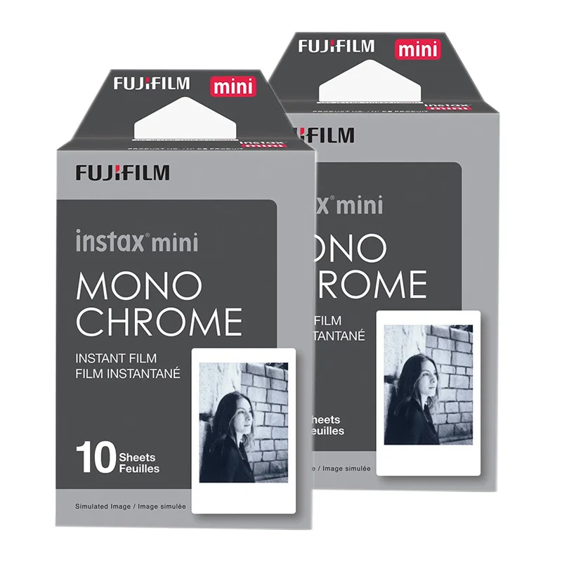 20 Monochrome Film Fujifilm INSTAX Share SP-2 смартфон принтер(серебристый/золотистый), Fujifilm Instax Mini Dual Pack мгновенная пленка и чехол - Цвет: 20 Monochrome Film