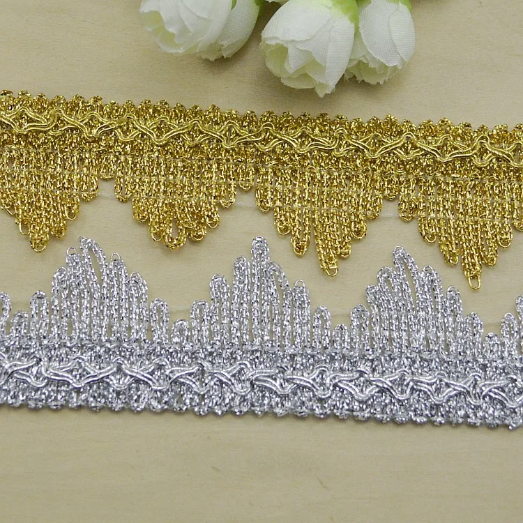 10Meters Gold Silver Bullion Lace Ribbon Diy Accessory Wavy Cluny Webbing Garments Hair Decorations Lace Stiching Tape Trimming images - 6