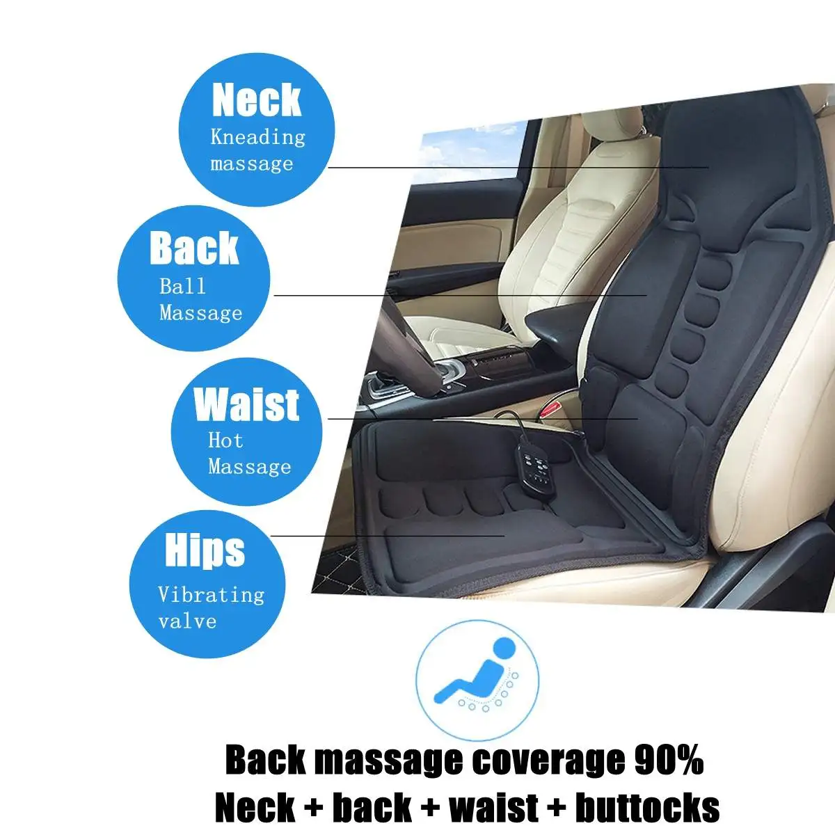 8 режимов массажа тела тепла коврик сиденье автомобиля кресло вибрации массажер подушка спины шеи плеча релаксации с контроллером