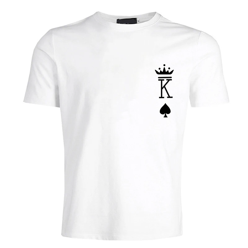 Женская футболка с коротким рукавом принтом покера и надписью|Футболки| |