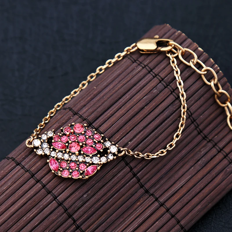 Античный браслет золотого цвета с цепочкой и кристаллами для женщин модные