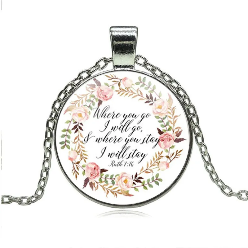 Ожерелье с подвеской в виде текста Библии куда вы идете|Ожерелья подвеской| |