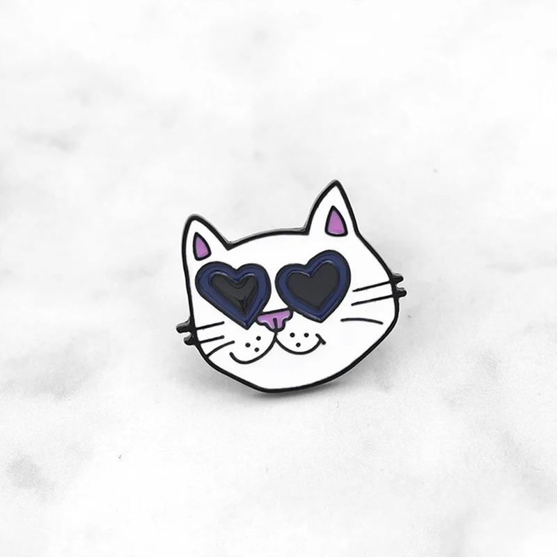 Cute Cat Head Enamel Pins Lovely Cats Badge Brooches Bag Clothes Lapel Pin Cartoon Animal Jewelry Gift | Украшения и аксессуары