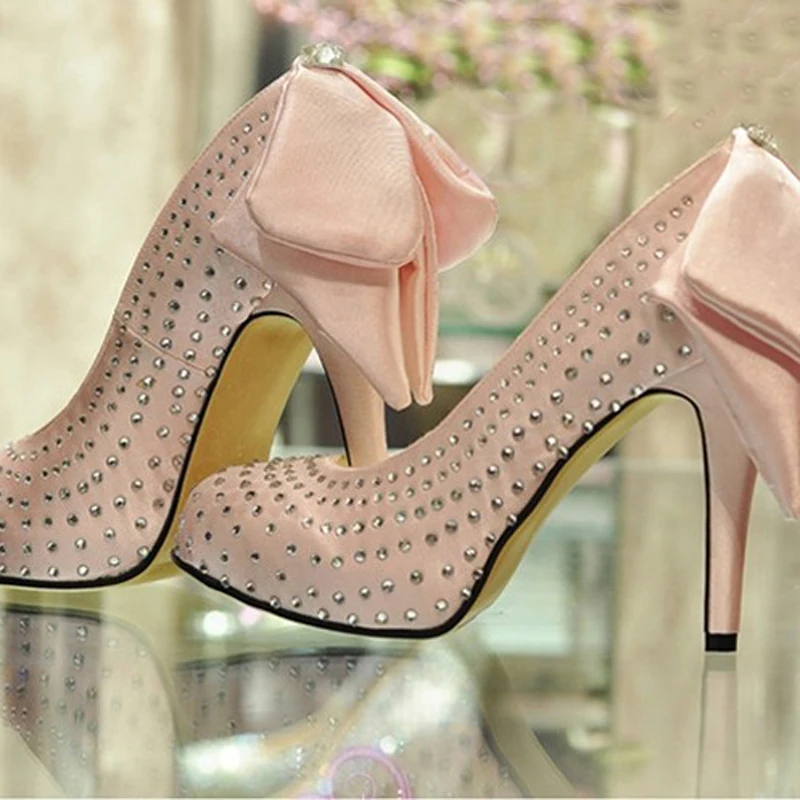 2018 туфли ручной работы на высоком каблуке новый стиль 4-дюймовый каблук розовые
