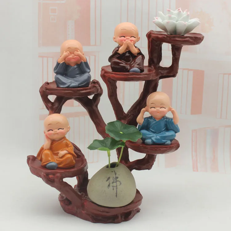 Кунг-фу маленький монах, скульптура в китайском стиле, статуя Будды из смолы, аксессуары для украшения дома, подарок, статуя маленького Будды, статуя, украшения