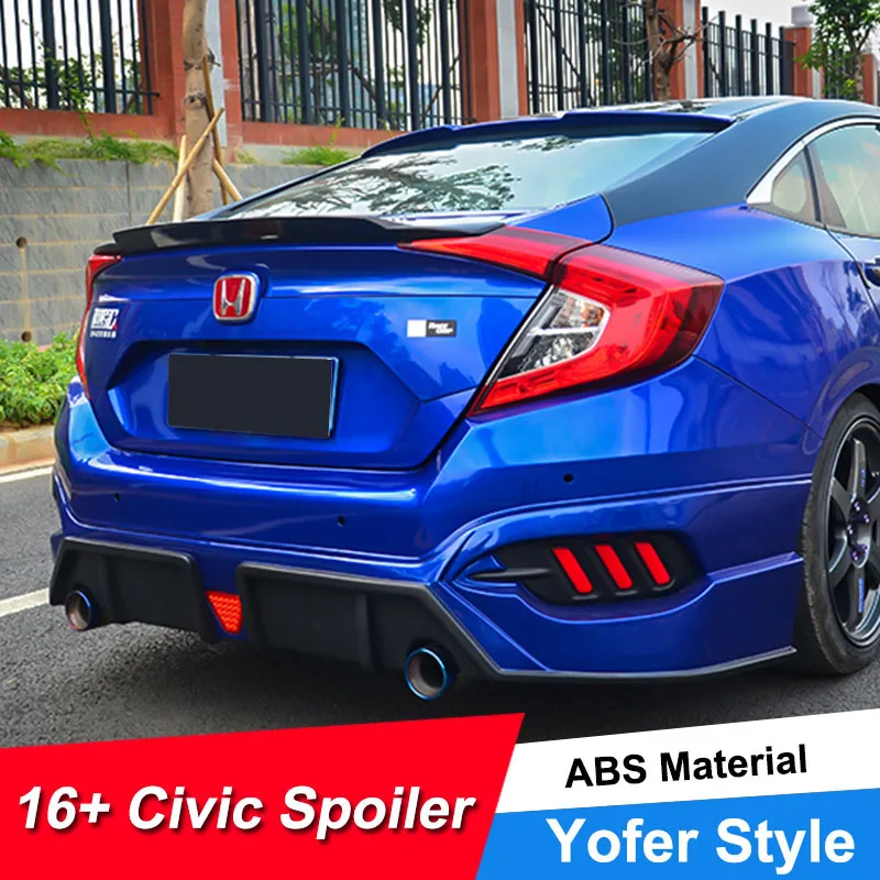 JNCFORURC Задняя Крышка багажника автомобильные Спойлеры для Honda Civic 2016 седан 4D стиль