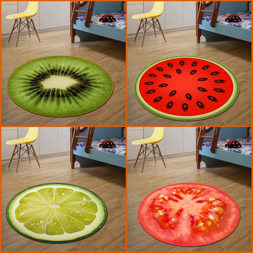 3D Fruit Round Small Rug Dywan Dia 60CM alfombras dormitorio Circular Living Room Chair Pad rugs mats tapis chambre | Дом и сад