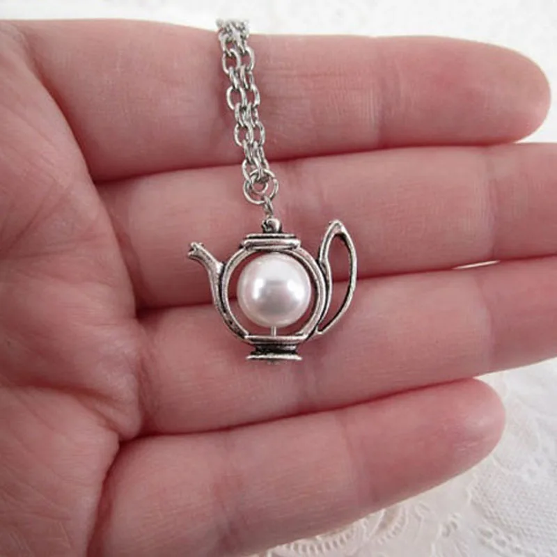 Лучший Друг Жемчужное Ожерелье Чайник Подвеска Ожерелья для Женщин Серебряные