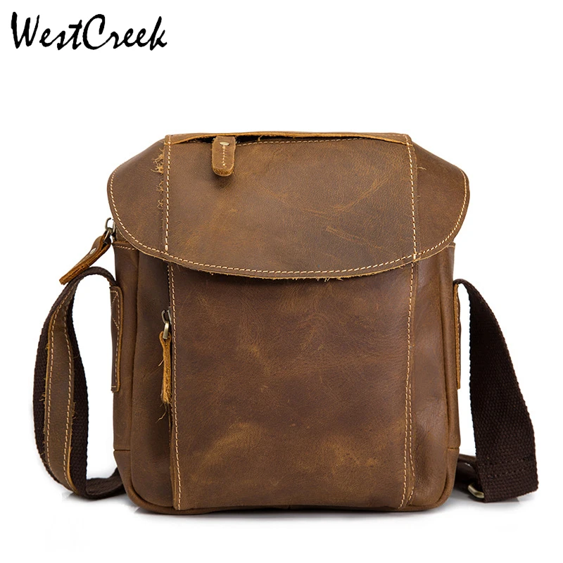 Сумка мессенджер WESTCREEK мужская из натуральной кожи саквояж на плечо в стиле ретро