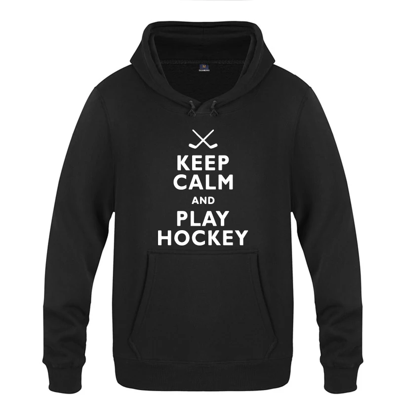 С надписью «Keep Calm and Play Хоккей Творческий толстовки, новинка Для мужчин Для мужчин с капюшоном пуловер с начёсом Толстовка - Цвет: HEY BAT