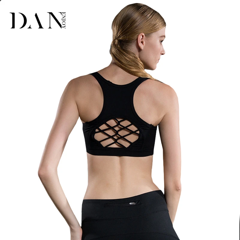 Danenjoy пикантные Для женщин Спортивные майки Фитнес Йога Push Up Мягкий Топ Cross Back