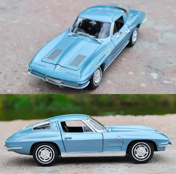 Chevrolet Corvette 1963,1: 24 передовая модель автомобиля из сплава, литая под давлением Металлическая Модель игрушечных автомобилей Коллекционная модель