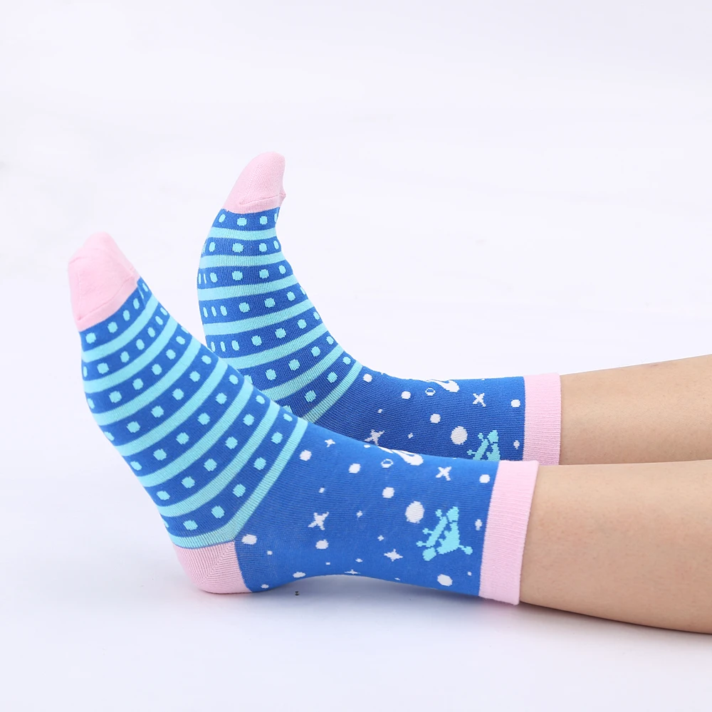 Modeager, 75% хлопок, японский рисунок, Русалочка, инопланетянин, космическая планета, забавные женские носки, новинка, крутые носки, подарок на Рождество для девочек