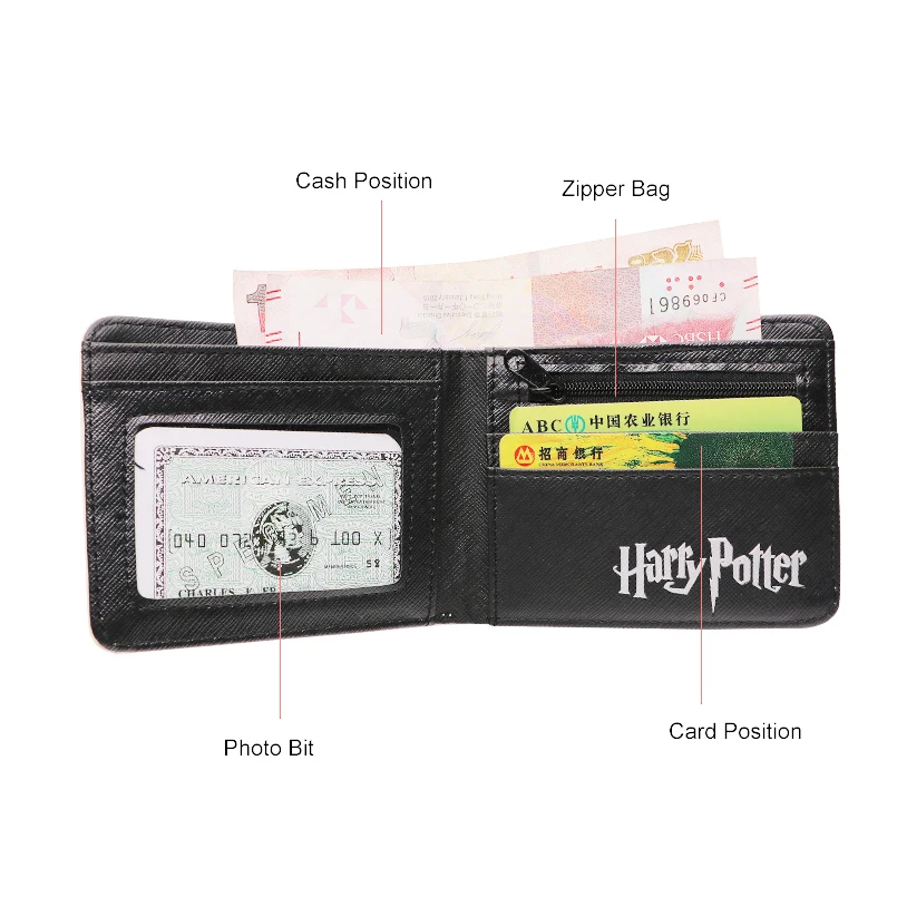 Harri Potter short wallet girl fan double folded pu coin clutch for credit cards | Багаж и сумки
