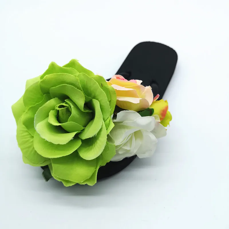 HAHAFLOWER/модные черные шлепанцы мягкая подошва женские Вьетнамки с розами пляжная обувь на плоской подошве для