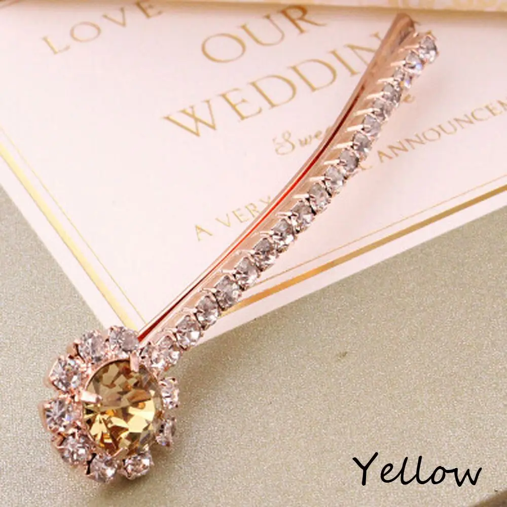 Yellow 1 шт., корейские заколки для волос для женщин и девочек, хрустальные стразы, заколка для волос, заколки, аксессуары для волос - Цвет: Yellow