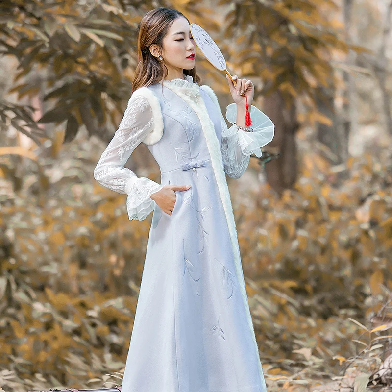 2018 Новая модная женская верхняя одежда пальто осеннее Ретро шерстяное с меховым