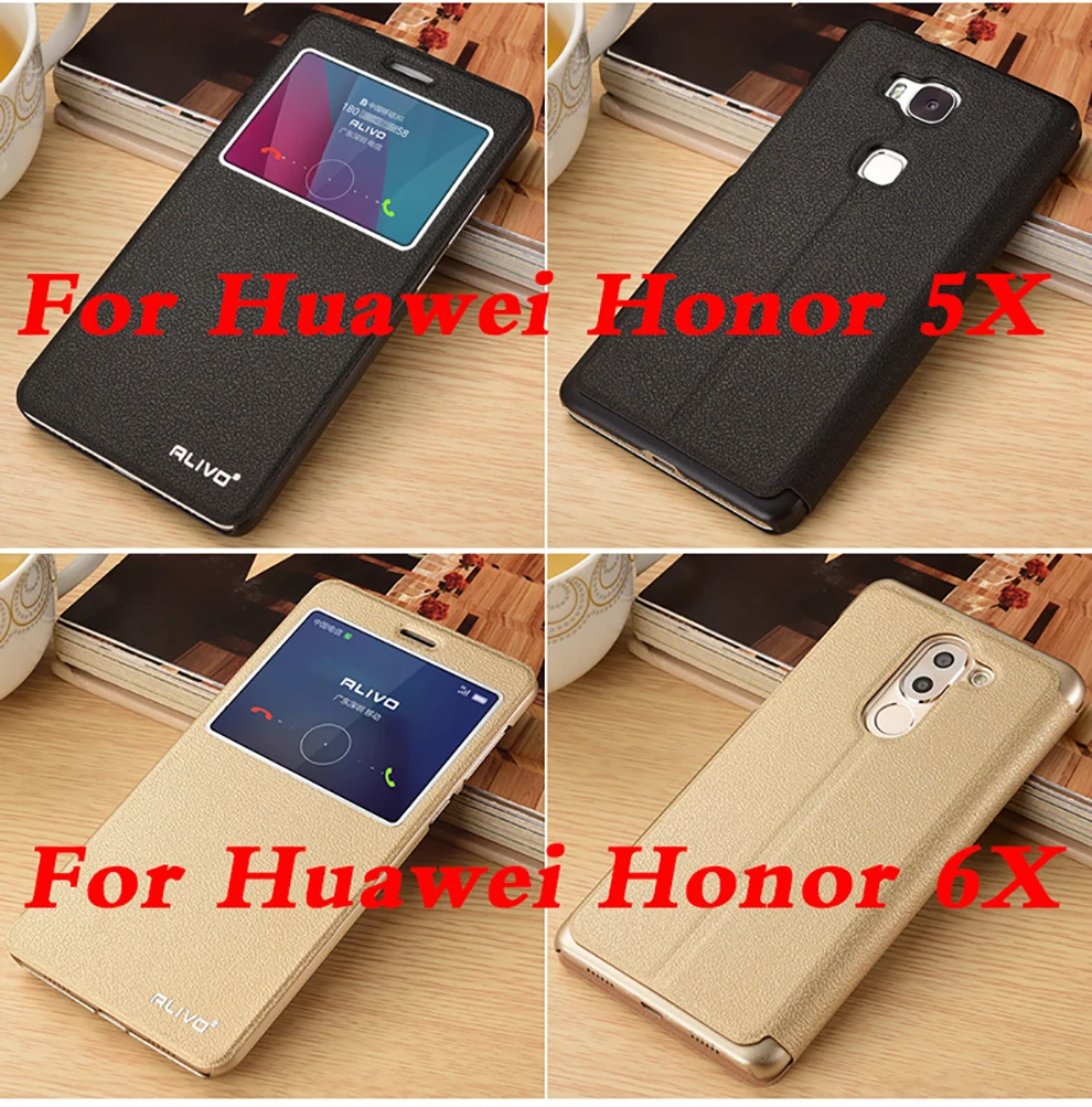 Кожаный чехол для телефона huawei Honor 5C 5X 6X с окошком, высококачественный защитный чехол-книжка, аксессуары