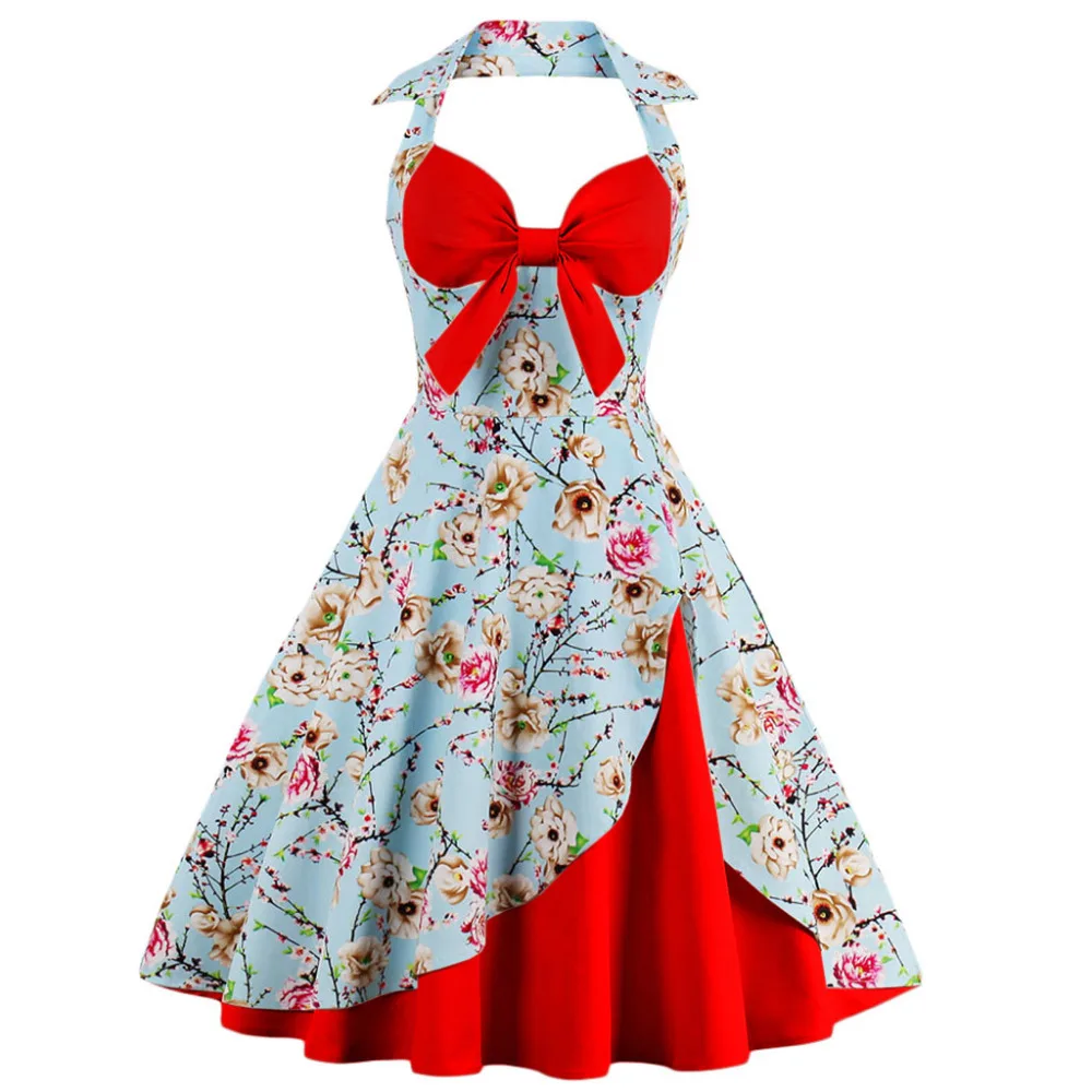 Женское винтажное платье в стиле рокабилли с V образным вырезом|Женские платья| |